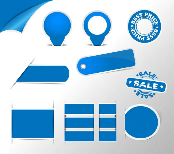 Blauwe stickers, tags, labels-collectie — Stockvector