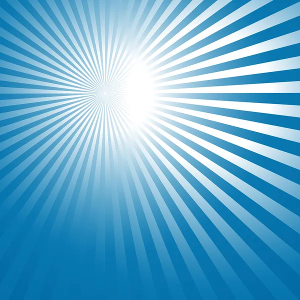 Fundo azul abstrato com raios de sol — Vetor de Stock