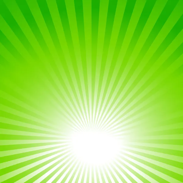 Green background, sun rays — Stock Vector