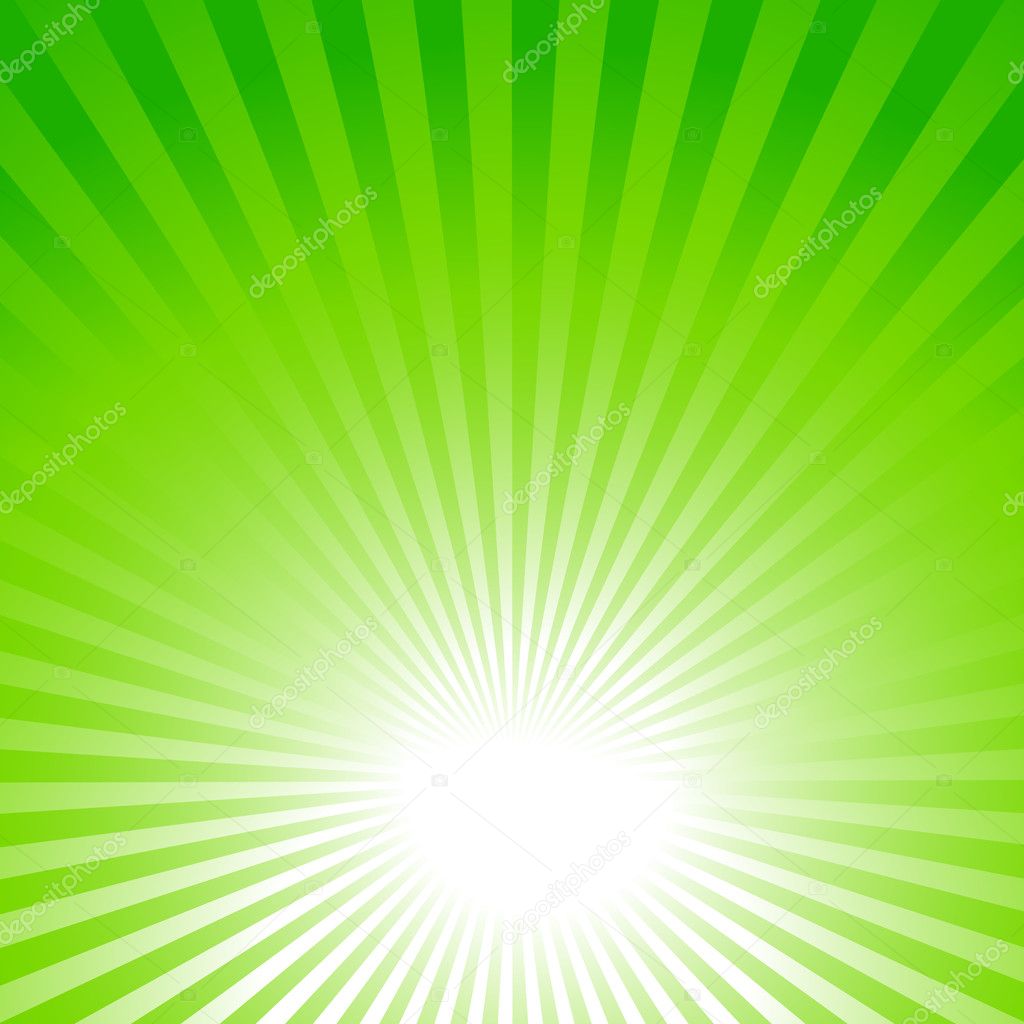 green background, sun rays