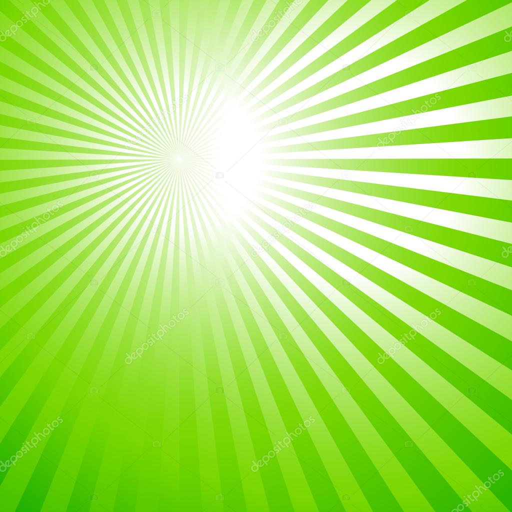 green background, sun rays