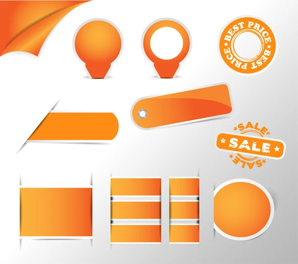 Oranje stickers, labels, etiketten collectie — Stockvector