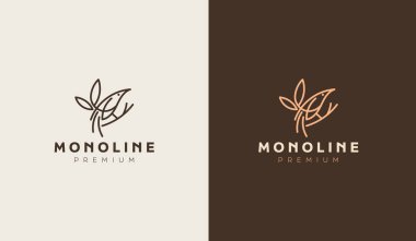 Kuş monolini logosu şablonu. Evrensel yaratıcı prim sembolü. Vektör simgesi logotyName