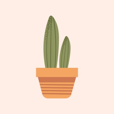 Ot elle çizilmiş soyut kaktüs bitkisi. Vektör illüstrasyonu