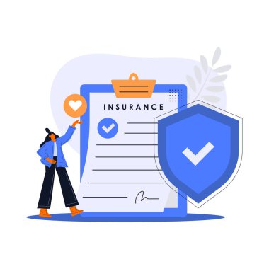 Hayat sigortası, sağlık ve yaşamın korunması kavramının temsili. Düz vektör illüstrasyonu