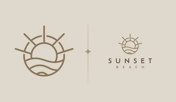 Günbatımı dalgası Monoline Logo Şablonu. Evrensel yaratıcı prim sembolü. Vektör illüstrasyonu