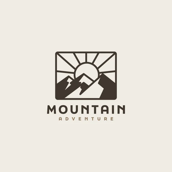 Fjell Solstråler Mount Peak Hill Naturlandskap Utsikt Adventure Outdoor Logomal – stockvektor