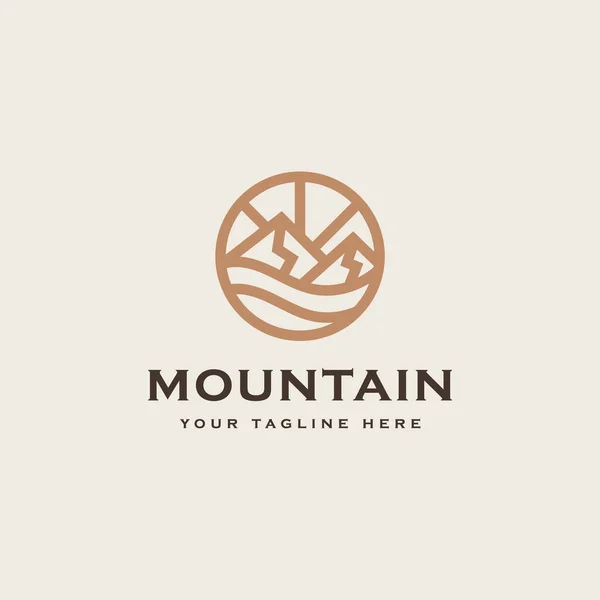 Mountain Adventure Och Utomhus Vintage Logotyp Mall Märke Eller Emblem — Stock vektor