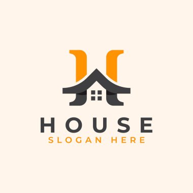 Çatı Simgesi Logo Şablonu ile H harfi