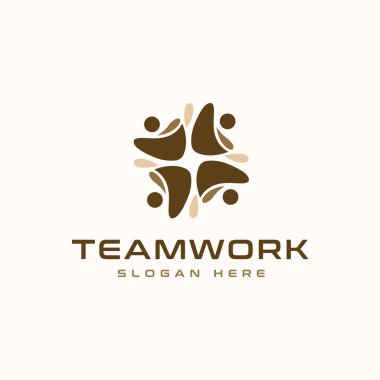 Takım çalışması Soyut Logo Şablonu. Vektör İllüstrasyonu