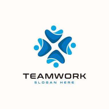 Takım çalışması Soyut Logo Şablonu. Vektör İllüstrasyonu
