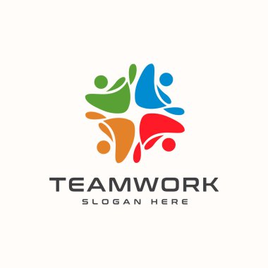 Takım çalışması Soyut Logo Şablonu. Vektör İllüstrasyonu