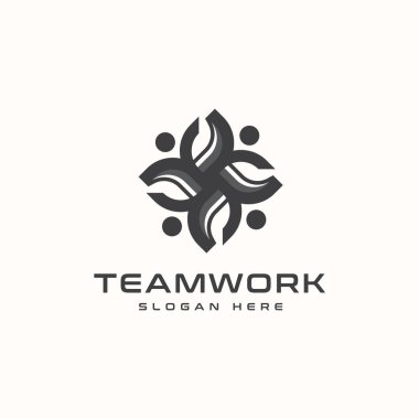 Takım çalışması Soyut Logo Şablonu. Vektör İllüstrasyonu