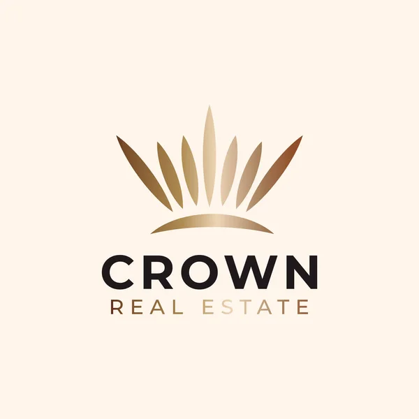 Crown Real Estate Λογότυπο Πρότυπο Εικονογράφηση Διάνυσμα — Διανυσματικό Αρχείο