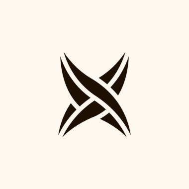 Yaratıcı Profesyonel Moda Monogramı X Yaprak Logosu Siyah ve Beyaz Renk Tasarımı, Başlangıç tabanlı Alfabe Simgesi Logosu
