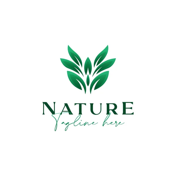 Modèle Logo Dégradé Vert Feuille Fleur Isolé Arrière Plan Blanc — Image vectorielle