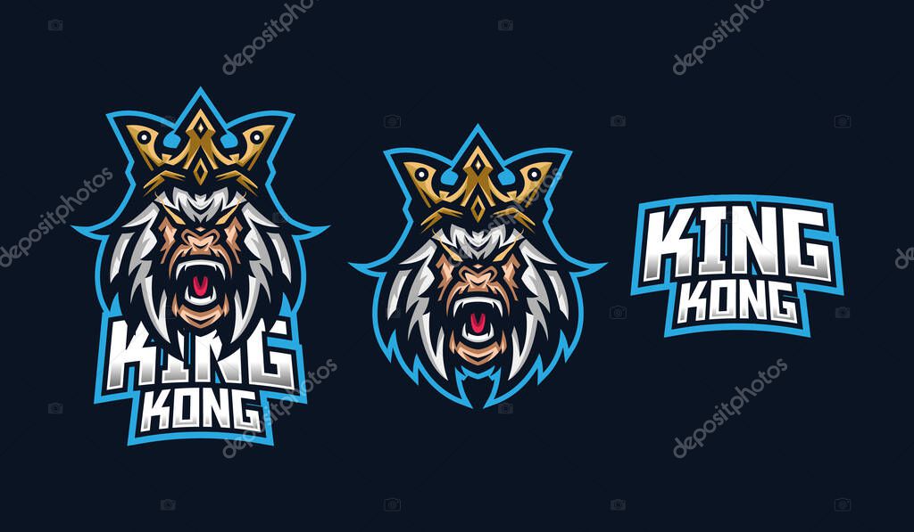Kingkong esport gaming mascot logo template for streamer team. esport logo design with modern illustration concept style for badge, emblem and tshirt printing