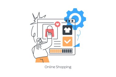 Çevrimiçi Alışveriş Vektörü İzole Kavram Metaforu Çizimi. Düz vektör çizimi beyaz arkaplanda izole edildi