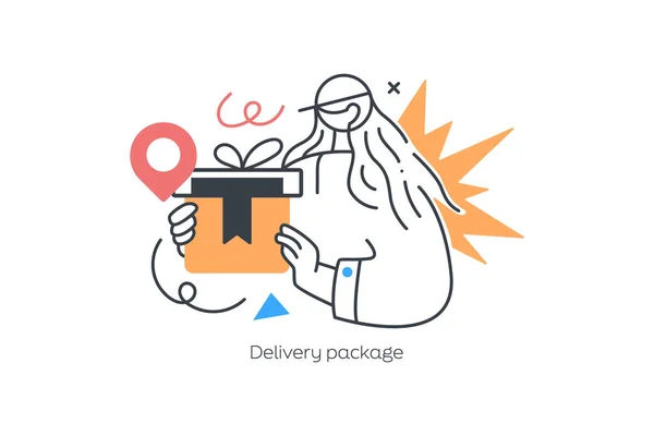 Entrega Courier Vector Ilustración Metáfora Concepto Aislado Ilustración Vectorial Plana — Vector de stock