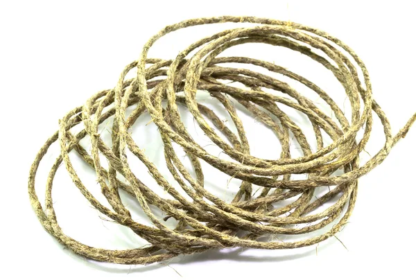 Una bobina di corda su sfondo bianco — Foto Stock