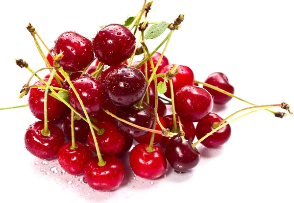 A pile of ripe cherries on white background — Stock Photo, Image