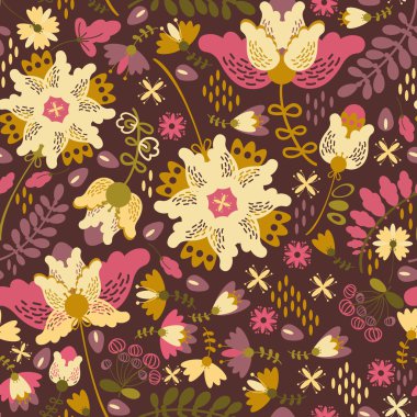 Dekoratif çiçek arka plan koyu arka plan üzerine çiçekli