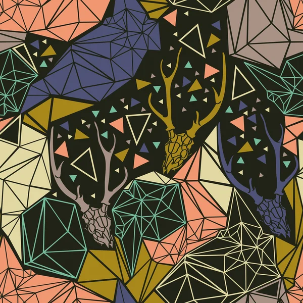 Scheletro di cervo con ornamento poligonale geometrico . — Vettoriale Stock
