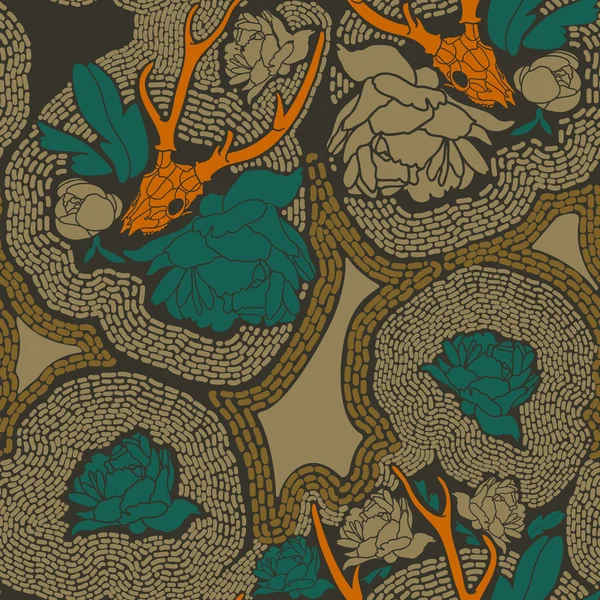 Crâne avec ornement floral. Illustration vectorielle — Image vectorielle