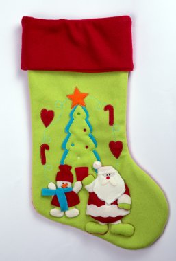 el yapımı yılbaşı süsleri: keçe santa önyükleme whit üzerinde izole