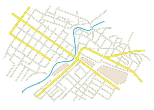 Straßen auf dem Stadtplan - Vektor — Stockvektor
