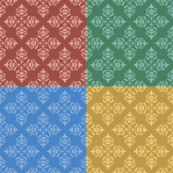 Vector set - vintage kleur naadloze patronen — Stockvector