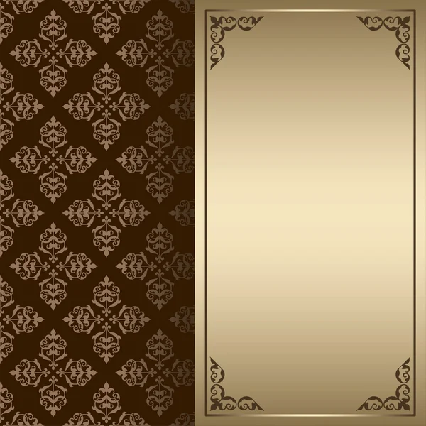 Dark brown and gold vintage vector card — Stock Vector