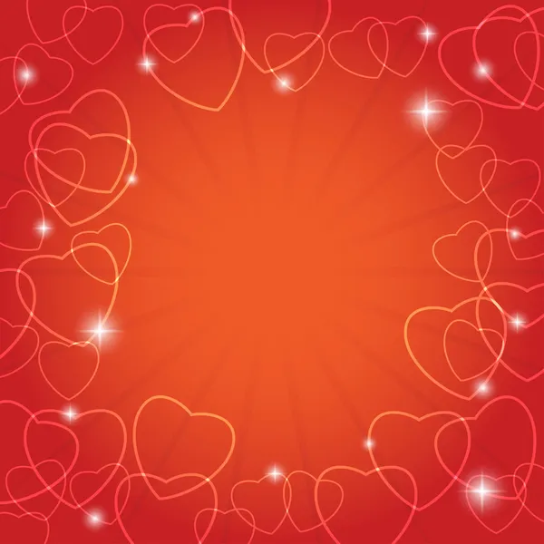 Διανυσματικά κόκκινη κάρτα με καρδιές για την ημέρα βαλεντίνων — Διανυσματικό Αρχείο