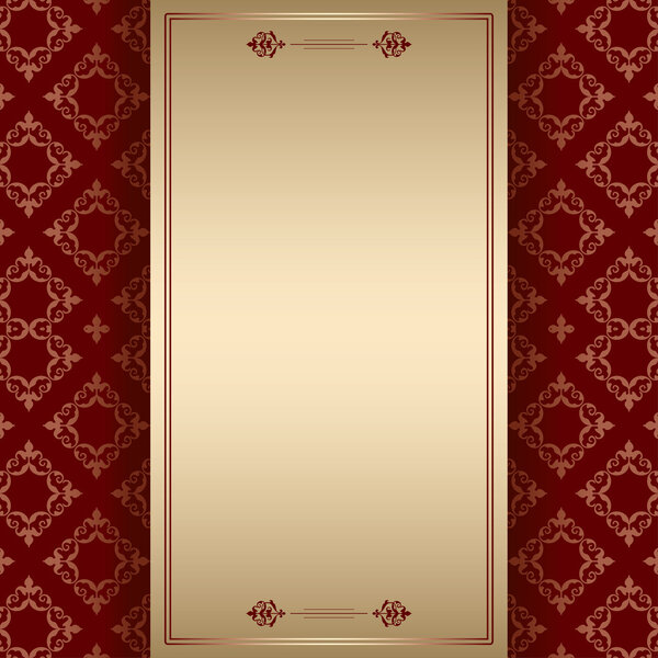 brown ornamental background with center frame - vector