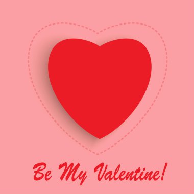 büyük kırmızı kalpli pembe vektör kartı