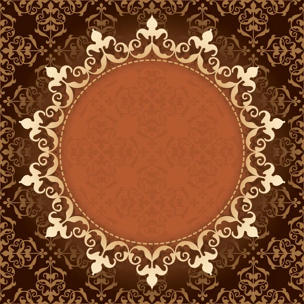 Brown vintage vector background with gold frame — Stock Vector