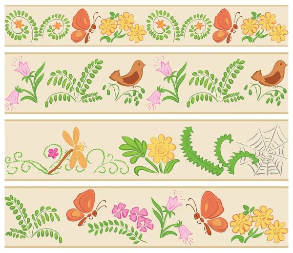 Ornamentos florales sin costura - vector — Vector de stock