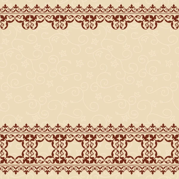 Fond beige clair sans couture avec bordure vintage brun foncé  - — Image vectorielle