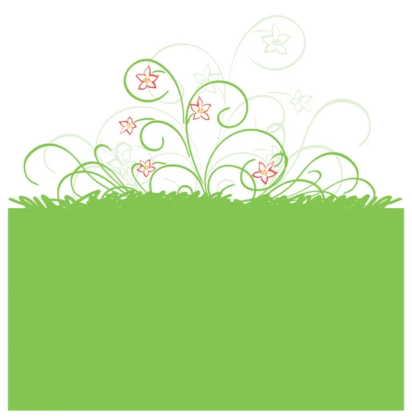 Зеленый фон с весенней флорой - вектор — стоковый вектор