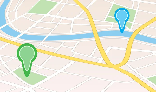 城市地图的河和指针的角度-矢量 — 图库矢量图片