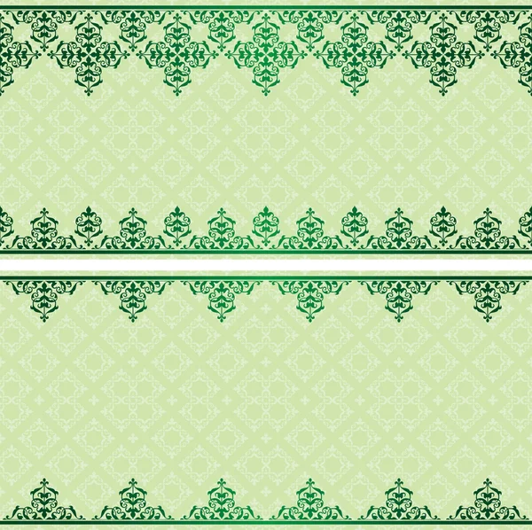 Licht groen vector uitnodigingskaart met kleurovergang op ornament — Stockvector
