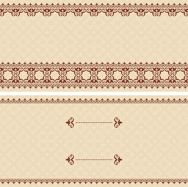 Tarjeta vectorial beige con adorno árabe marrón — Vector de stock