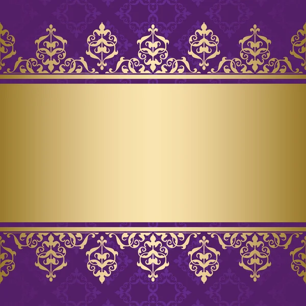 Violet vector background with golden decorative ornament — Stock Vector