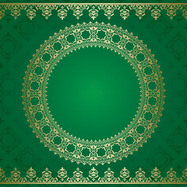 Dark green background with golden ornament - vector — Stock Vector