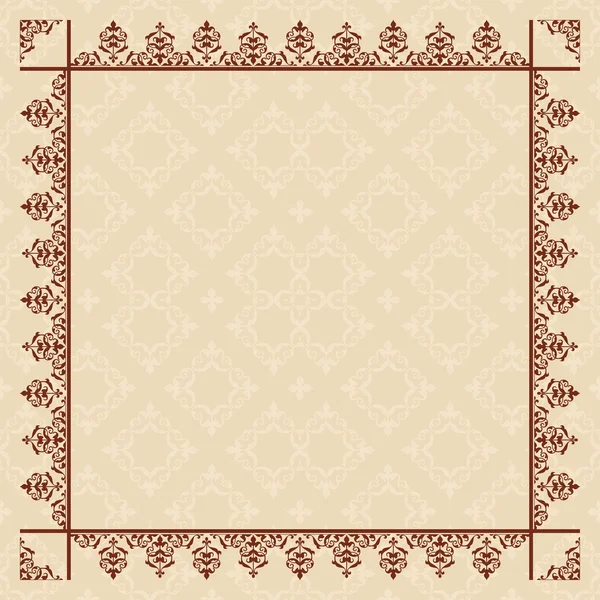 Carta beige quadratica con cornice vintage - vettore — Vettoriale Stock