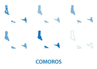Comoros Birliği haritası - farklı modellerdeki vektör siluet kümesi