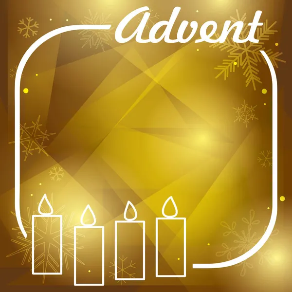 White Frame Advent Candles Golden Background Vector Flyer — Stock Vector