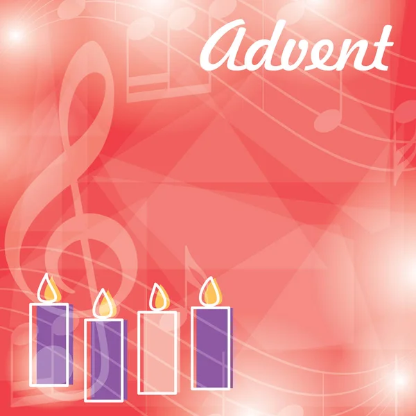 Red Music Background Advent Candles Musical Notes Vector Flyer — Stock Vector