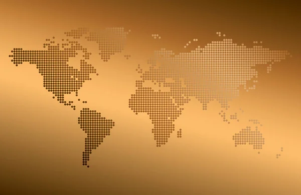 Mapa Del Mundo Abstracto Sobre Fondo Vector Oro Oscuro Con — Vector de stock