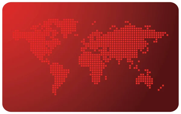 Красная Карточка Абстрактной Картой Мира Векторные Квадраты — стоковый вектор